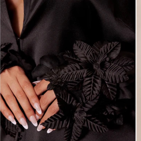 Black Satin Button Down Shirt - Picture 7 of 8